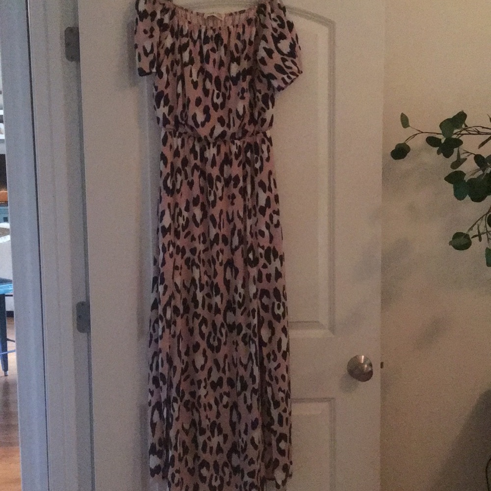 Pink off the shoulder maxi dress